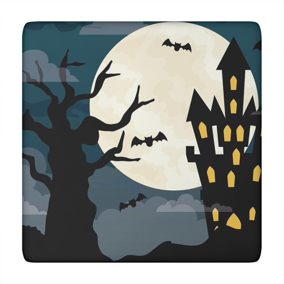High-Quality Halloween Tablecloth with Elastic Hem 34x34 Inch Square - Stretch Fit Design with Spooky Seasonal Patterns for Table Protection