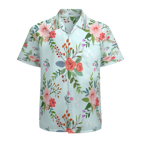 High Quality Hawaiian Shirts for Men Short Sleeve Aloha Beach Shirt Floral Summer Casual Button Down Shirts Blouses A5WPWZ