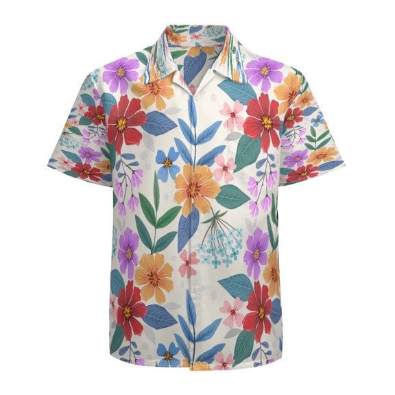 High Quality Hawaiian Shirts for Men Short Sleeve Aloha Beach Shirt Floral Summer Casual Button Down Shirts Blouses KMN9V5