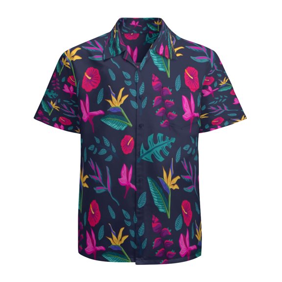 High Quality Hawaiian Shirts for Men Short Sleeve Aloha Beach Shirt Floral Summer Casual Button Down Shirts Blouses P46WPW