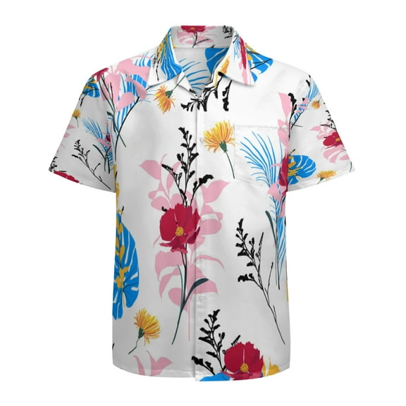 High Quality Hawaiian Shirts for Men Short Sleeve Aloha Beach Shirt Floral Summer Casual Button Down Shirts Blouses YRET7F