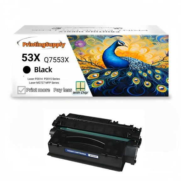 53X Q7553X Toner Cartridge Black Compatible for HP 53X Q7553X Toner Cartridges for Laser P2014, P2015 Series; Laser M2727 MFP Series Printer