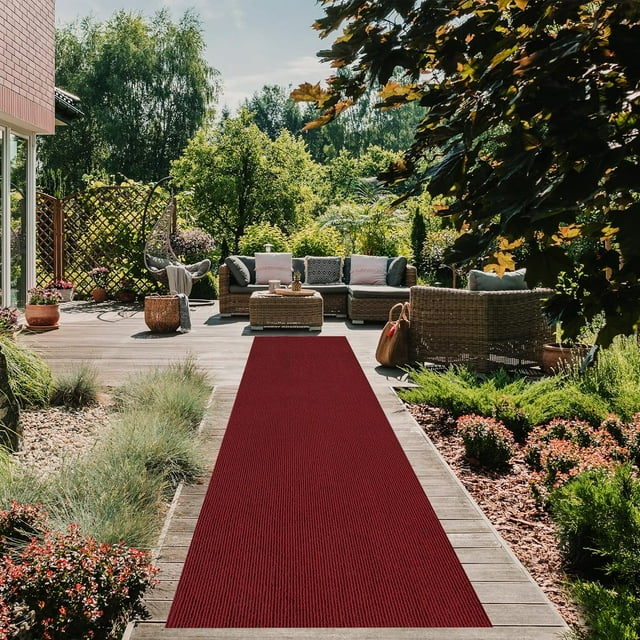 High-Quality Indoor/Outdoor Custom Size Carpet Runner Rug with Non-Slip PVC Backing 31'' wide x your choice of length Red Color
