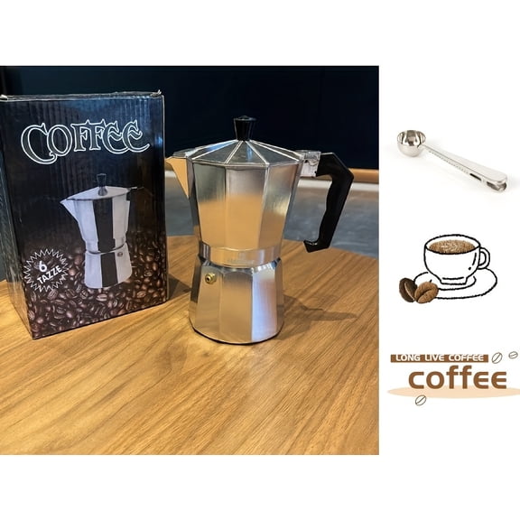 High-Quality Italian Moka Pot Set - 2-Piece Classic Octagonal Stovetop Espresso Maker, Eco-Friendly Coffee Pot for Home & Travel Brewing