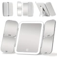 thumbnail image 1 of High-Quality LED Makeup Mirror with 5X,10X,20X,30X Magnification, Triple Folding Design, Touch Control Adjustable Brightness Lighting Modes, 1 of 9