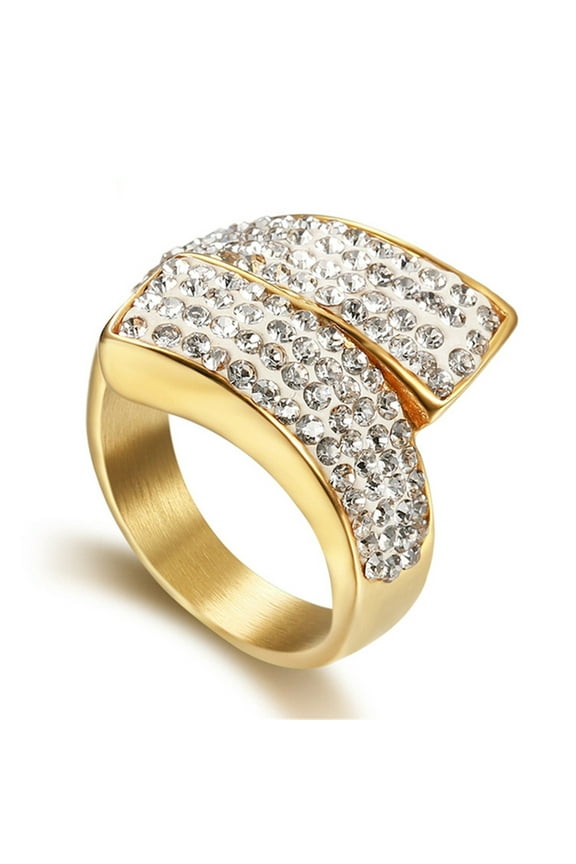 High Quality Large Geometry Ring Female 14K Yellow Gold Iecd Out Big Cocktail Rings For Women Hip Hop Jewelry