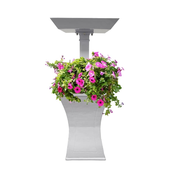 High Quality Luxury 40-Inch Square Cast Aluminum Bird Bath and Planter Vase Combo, White