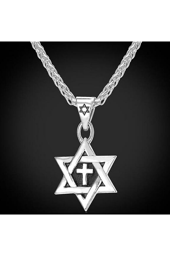 High Quality Metal Gold Plated Star Of David Cross Pendant Necklace Classic Jewish Cultist Amulet Je
