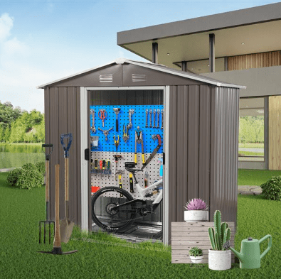 High Quality Metal Outdoor Storage Shed, 8ft x 4ft, Brown