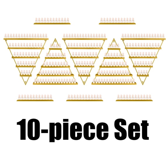 High-Quality Metal, Wall-mounted, Nail Polish Storage Racks, Body Armor Stand, 5 Tiers, Gold, Cosmetic Display Cases, Set of 10, Triangular Display Shelves, with Heat Resistance, for Home