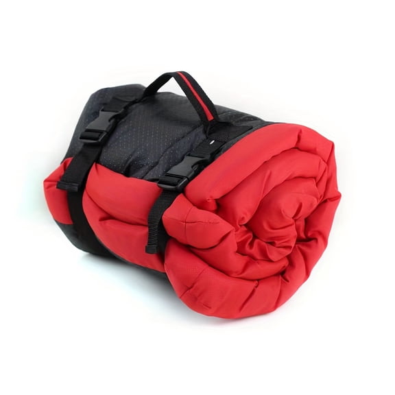 High Quality & Moisture-Resistant Thick Portable Camping Dog Bed for Medium/Large/Small Dogs - Durable Polyester Outdoor Mat with Carry Handles, Foldable Design for Travel, Home & Camping Trips Red