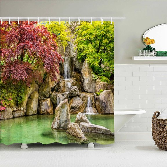 High Quality Natural Landscape Rain Forest Fabric Shower Curtain Waterproof Bath Curtains for Bathroom Decorate with