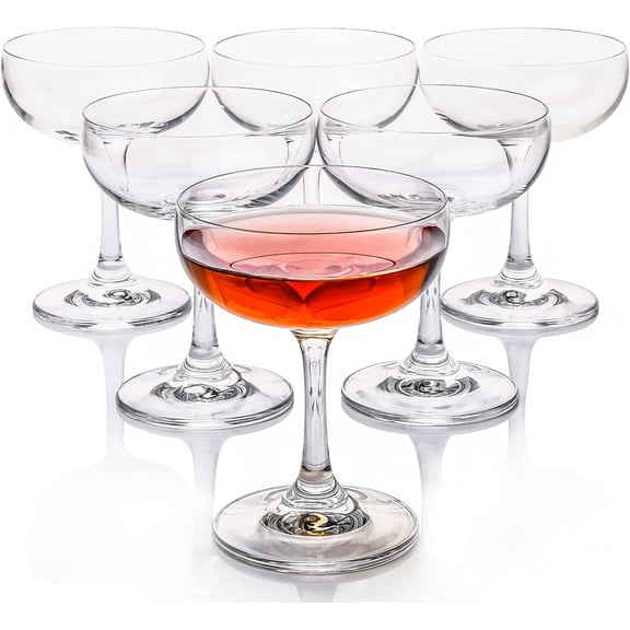 High Quality Non-lead Crystal Cocktail Glasses Set of 6, Elegant Short Stem