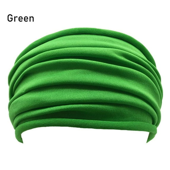 High Quality Nonslip Elastic Running Accessories 13 Colors Fold Yoga Hairband Turban Running Headwrap Stretch Hair Band Wide Sports Headband GREEN