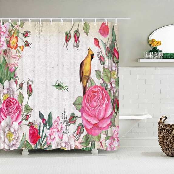 High Quality Nordic style Flower Leaf Printed Fabric Shower Curtains Bath Screen Waterproof Products Bathroom Decor with