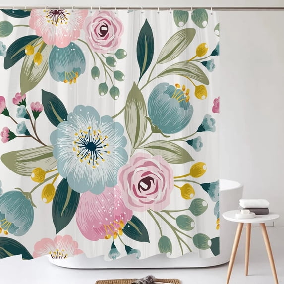 High Quality Nordic style Flower Leaf Printed Fabric Shower Curtains Bath Screen Waterproof Products Bathroom Decor with