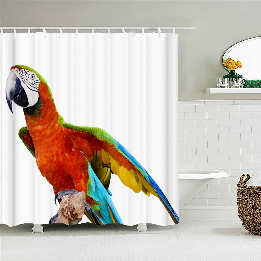 High Quality Parrot Birds Pattern Fabric Shower Curtain Macaw