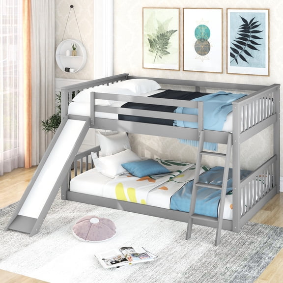 High-Quality Pine Bunk Bed - Convertible Slide, Simple Set-Up for Families