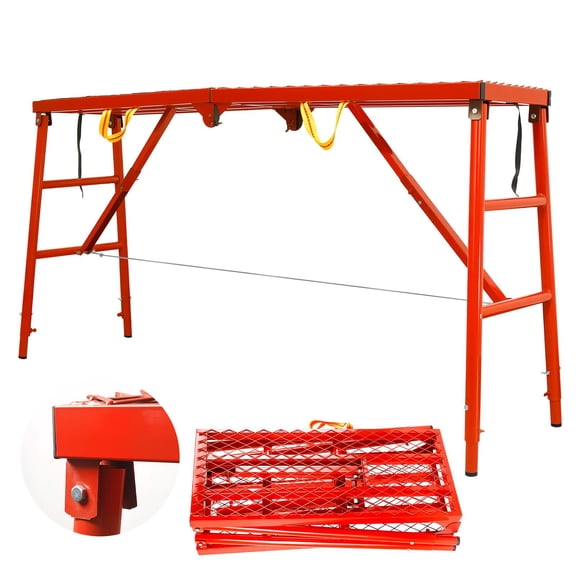 High-Quality Platform Ladder, 770LBS Load Capacity Foldable Scaffolding Platform with Non-Slip Surface, Height Adjustable 29.5-46 Inch for Construction Painting Home Use
