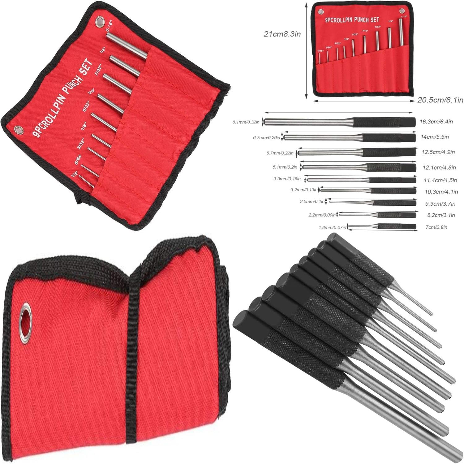 High Quality Professional 9-Piece Steel Roll Pins and Nails Mechanics ...