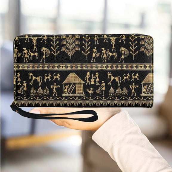 High Quality Pu Leather Wristband Wallet Ancient Egypt Designer Casual Clutch Multifunctional Card Holder Mini Ph Bag