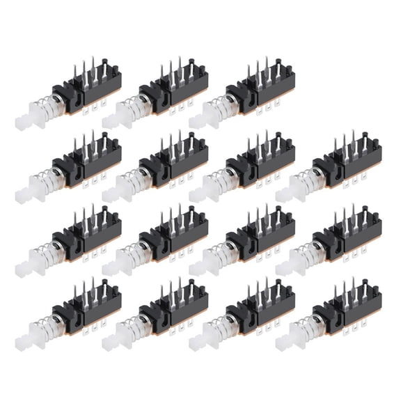 High Quality Push Button Switch 1 Position 15Pcs 6 Pin Black Dpdt Plastic/Metal Push Button Switch Self-Locking Smile Home