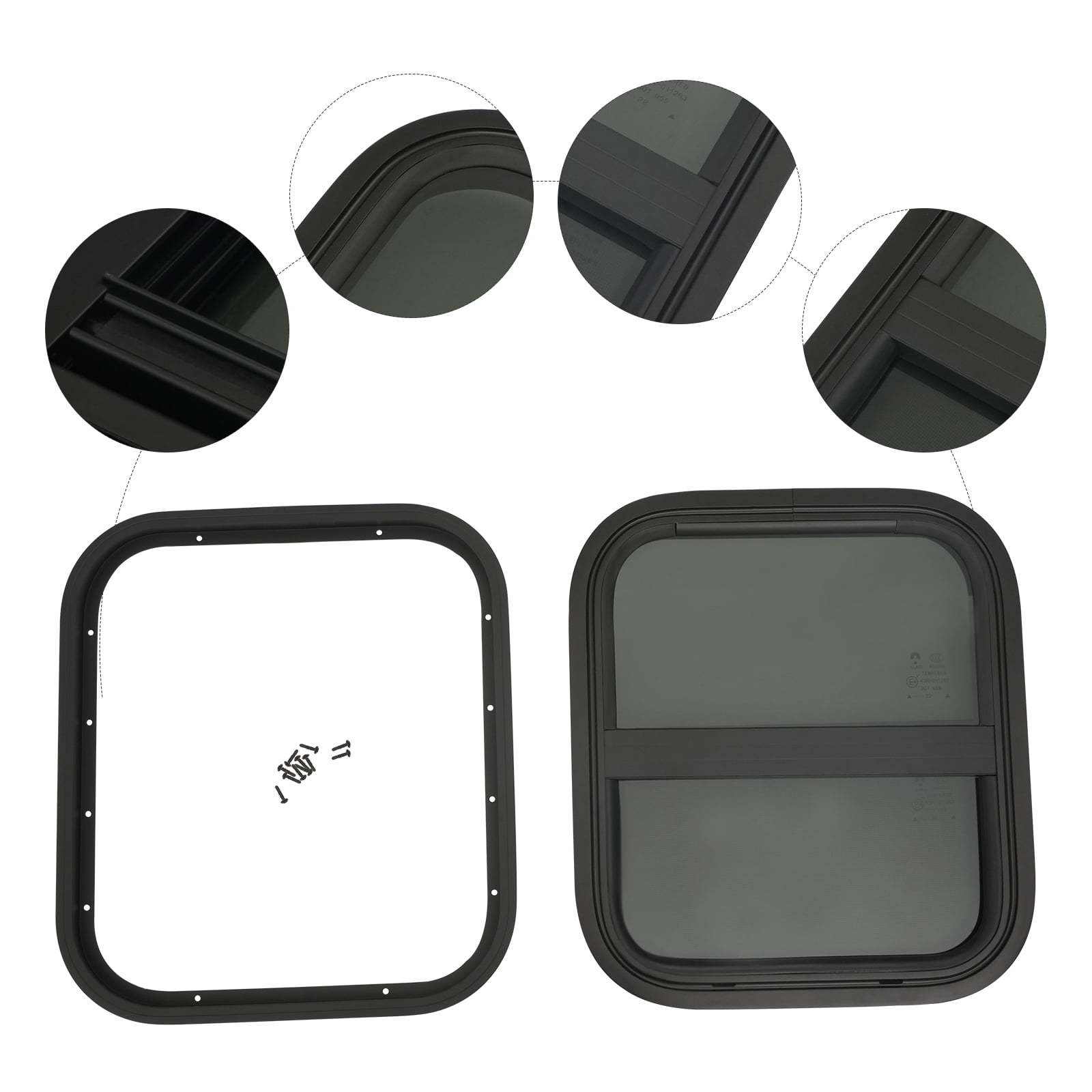 High-Quality RV Window for Universal RVs, Horizontal Mount, Black ...