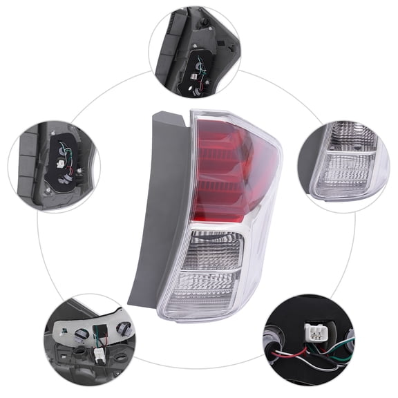 High-Quality Right Tail Light Fit for 2015-2018 Toyota Prius, Clear Red Housing, Halogen Bulb, Direct Replacement