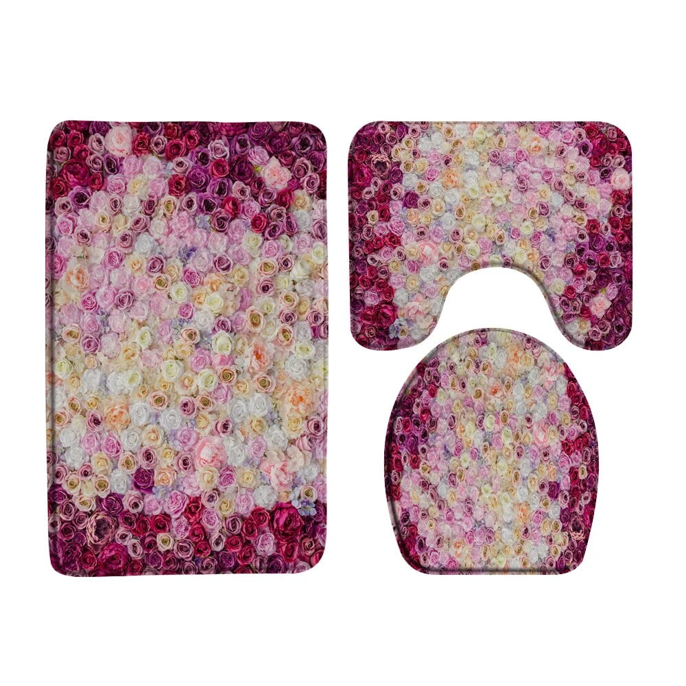 High Quality Rose Flowers Fabric Shower Curtains Bathroom Curtain