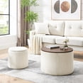 thumbnail image 1 of High-Quality Round Chenille Ottoman | Can Be Used as Table, Easy to Clean, No Assembly Needed, 1 of 6