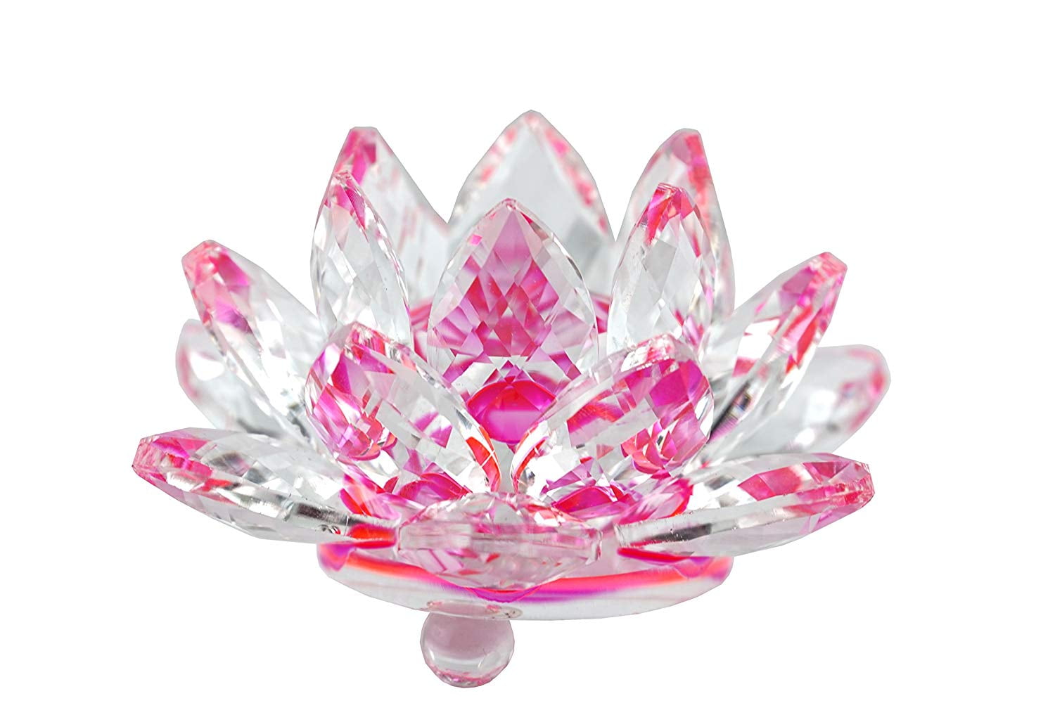 High Quality Sapphire Sparkle Crystal 3 inch Decorative Clear Reflection Lotus Flower For Feng Shui Home Decor with Gift Box (Ruby Pink) new