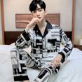 High Quality Satin Chiffon Pajamas Suit Men Spring Summer New Ice Silk