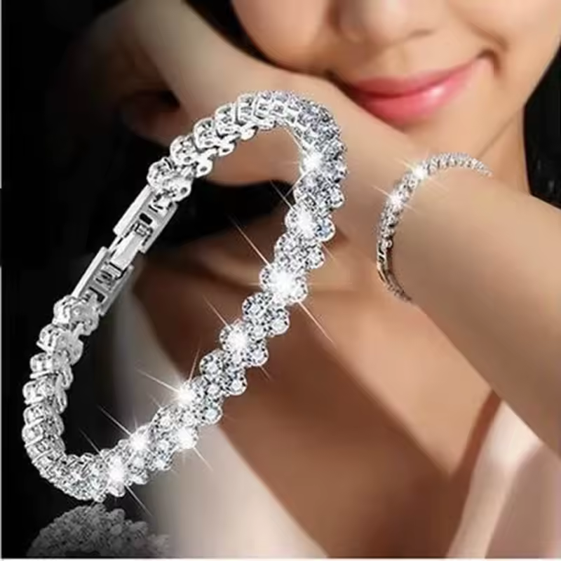 High Quality Silver Finish Luxury Carved Cubic Zirconia Shiny Cuff Bangle Bracelet Fashion Jewelry Best Gift for Women
