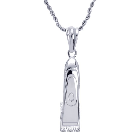 High Quality Silver Plated Hip Hop Stainless Steel Barber Hair Clipper Pendant 24" Chain Necklace SCP 807 S