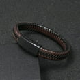High Quality Single Braided Black Brown Leather Bracelets Bangles