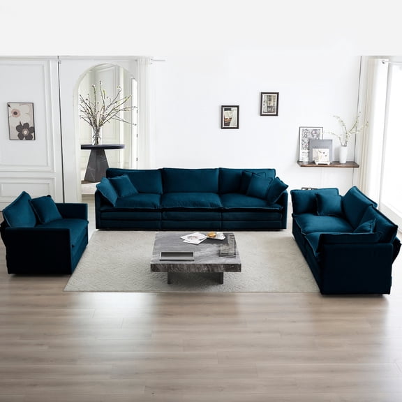 High - Quality Sponge Filled Blue Sectional / Comfort in Multiple Home Spaces