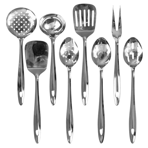High Quality Stainless Steel 14" Utensil Set 8 PC Cooking Serving Spatula Spoon