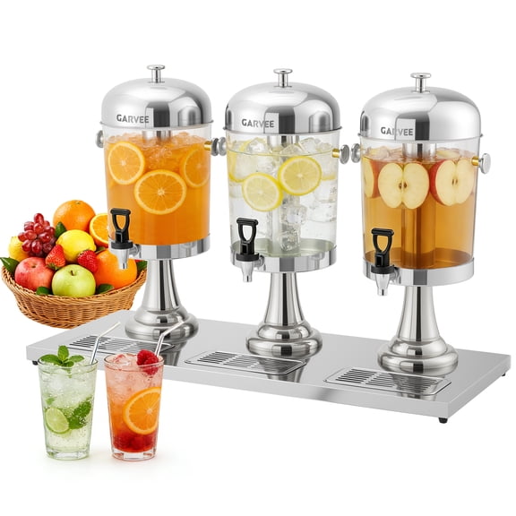 High-Quality Stainless Steel Beverage Dispenser with Ice Core – 2.2/6.6 Gallon Cold Juice, Iced Tea, Lemonade Server for Weddings, Buffets – Gold/Silver