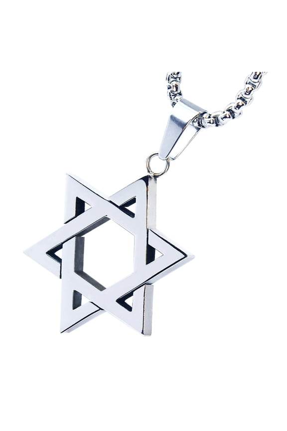 High Quality Stainless Steel Six Point Star Pendant Chain Necklace SCP 132 S