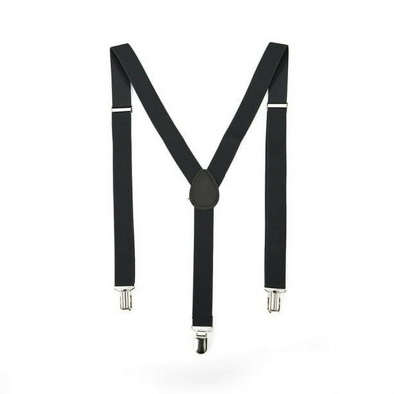 High Quality Suspenders for Men Women, Extra Wide Braces with 4 Metal Clips, Solid Color Trouser Straps, Black