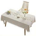 thumbnail image 1 of High Quality Tablecloths for Rectangle Tables, Cotton Linen TableCloth Waterproof Tablecloth Wrinkle Free Farmhouse Dining Table Cover, Soft Fabric Table Cloths with Tassels, 1 of 10