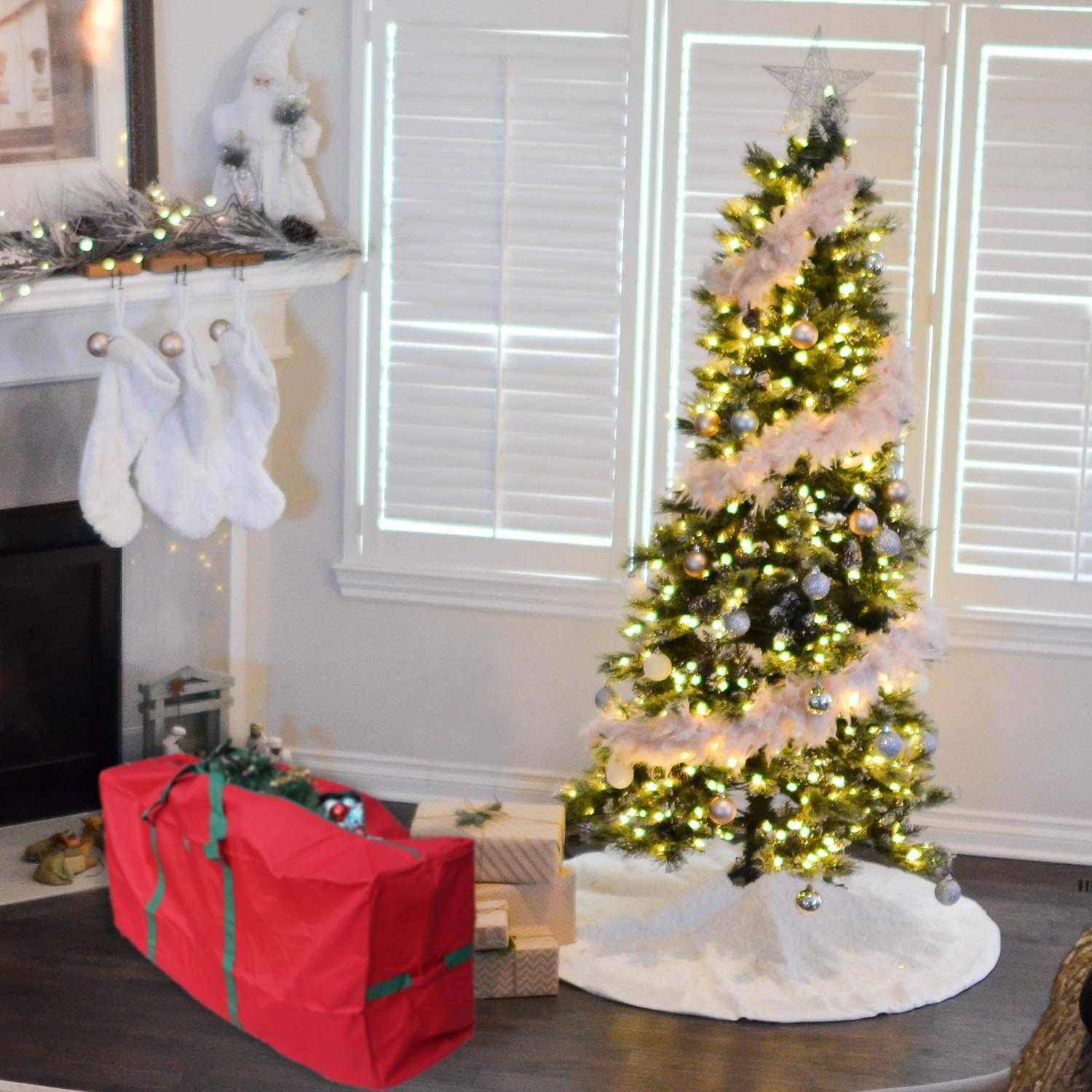 High Quality Tree Storage Bag Durable Extra Large X'mas Holiday Decoration Storage Bags Fit 9ft Artificial Christmas Trees XL 65 inch Red