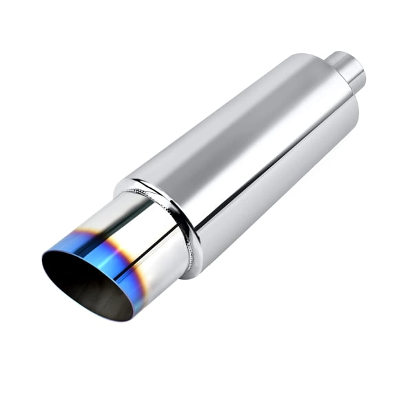 High Quality Universal Stainless Steel Exhaust Muffler with 15" Burnt Exhaust Tip 2.25" Inlet, 3" Outlet