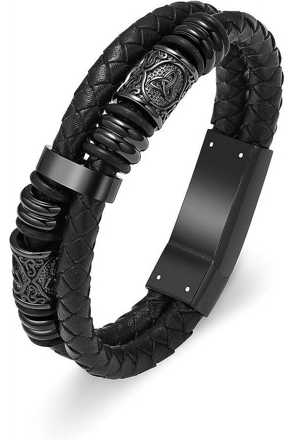 High Quality Viking Thor's Hammer Cremation Bracelet for Ashes for Men Braided Leather Wristband Cuff Bangle Memorial Urn Jewelry
