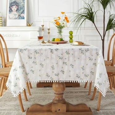 High Quality Washable Cotton Wrinkle Free Tablecloth with Tassel