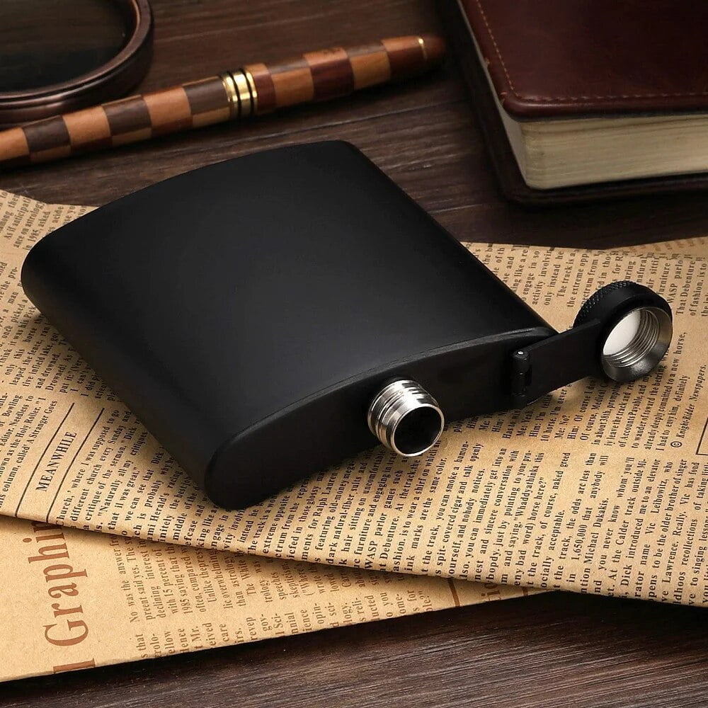 High Quality Wine Whisky Pot Bottle Hip Flasks Drinker Alcohol Bottle Portable Drinkware Stainless Steel Black Hip Flask 7oz 200ml Walmart