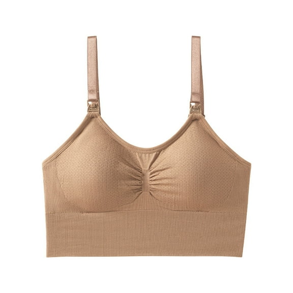 High Quality Women'S Nude Nursing Bra With Wireless Hooks Detachable Padding Comfortable Top Foldable Nursing Bra