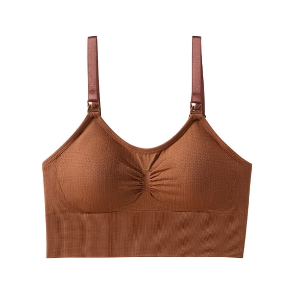 High Quality Women'S Nude Nursing Bra With Wireless Hooks Detachable Padding Comfortable Top Foldable Nursing Bra