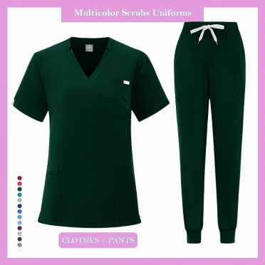 High Quality Women Scrubs Sets Hospital Beauty Spa Salon Lab Workwear Clothes Nurses Accessories