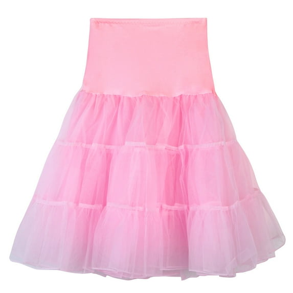 High Quality Women Solid Color High Waist Pleated Short Skirt Adult Dancing Skirt, Female Petticoat Half Slip Tulle Skirt Knee Length Dress